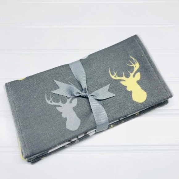 Handmade Other - Woodland Burp Cloth Set- 3, Deer burp cloth set